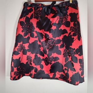 NWOT  NOTATIONS  SATIN RED & BLACK FLORAL FLARE SKIRT  SIZE X-LARGE